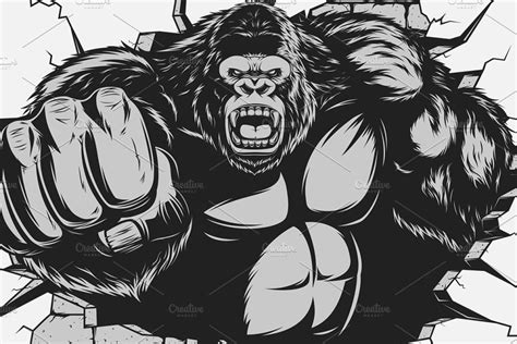 Angry gorilla logo | Pre-Designed Illustrator Graphics ~ Creative Market