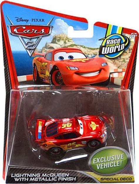 Disney Pixar Cars Cars 2 Main Series Lightning McQueen with Metallic Finish Exclusive 155 ...