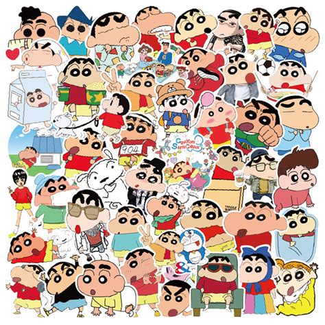 MUYA 50pcs Crayon Shin Chan Stickers for Kids Japanese Cartoon Stickers Waterproof Graffiti ...