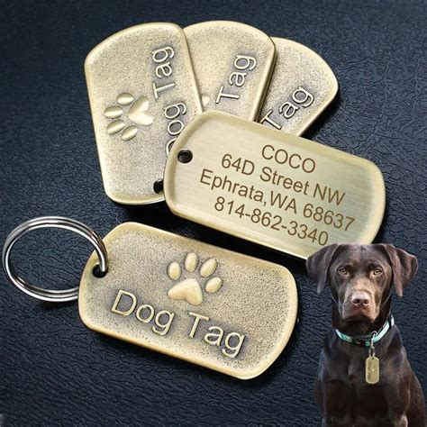 Dog Tag Personalized Engraved Pet Dog Collar Accessories Custom Military ID Tags Pet Puppy Cat ...