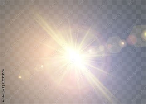 Sunlight on a transparent background. Glow light effects. Star flashed ...