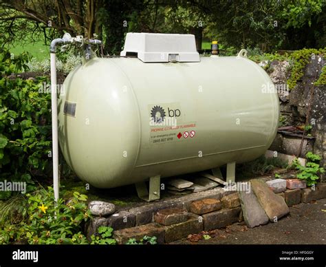 LPG gas storage tank rural location Stock Photo - Alamy