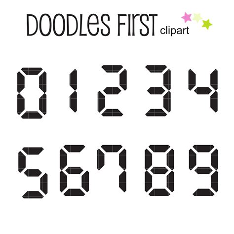 Digital Clock Numbers Digital Clip Art for Scrapbooking Card Making Cupcake Toppers Paper Crafts ...