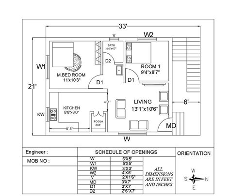 2 BHK Small House Plan AutoCAD Drawing Download DWG File - Cadbull