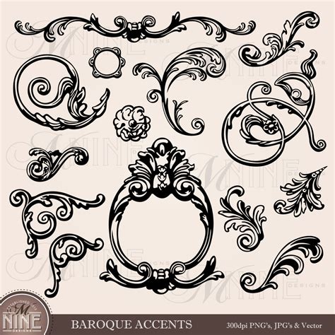 BAROQUE ACCENT Clipart: Design Accent Clip Art Accent Clipart | Etsy