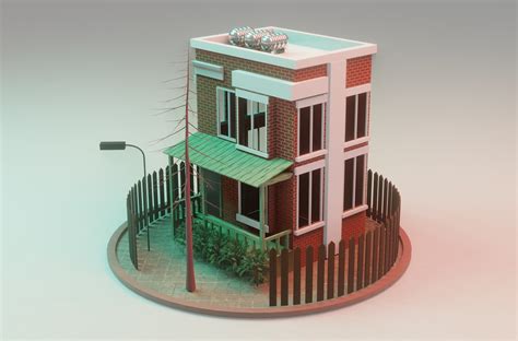 Low poly house made in blender : blender