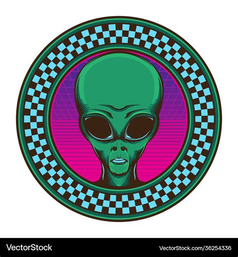 80s vintage alien logo Royalty Free Vector Image