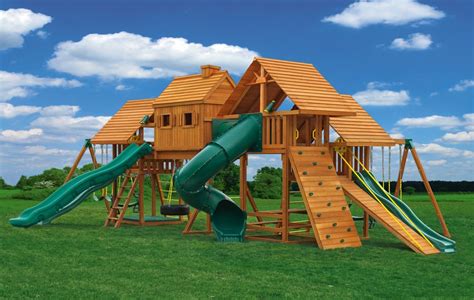 Multi-Deck Imagination Wooden Playsets | Eastern Jungle Gym | Backyard jungle gym, Outdoor ...