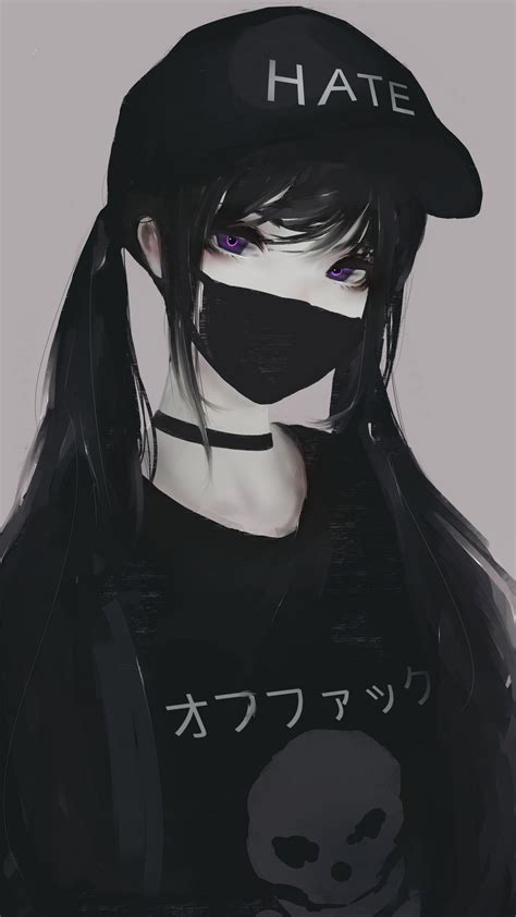 2160x3840 Anime Girl Face Mask Purple Eyes Twintails Hate 5k Sony Xperia X,XZ,Z5 Premium ,HD 4k ...