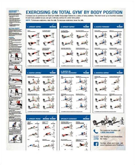 Printable Total Gym Exercise Chart Pdf | Total gym exercise chart, Total gym, Workout chart