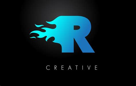 Blue fire Blue R Letter Flame Logo Design. Fire Logo Lettering Concept. 16940297 Vector Art at ...