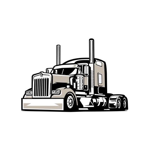 Silhouette of semi truck vector isolated in white background stock illustration | Semi trucks ...