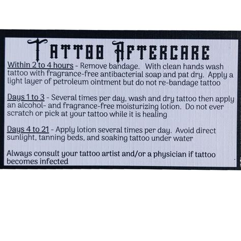 Tattoo Aftercare Instructions Business Cards 100 Pack, 3.5 X 2 Inches - Etsy