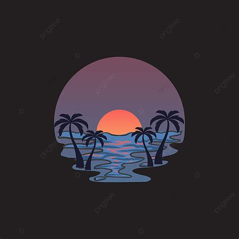 Retro Sunset Beach Vector Design Images, Retro Beach Sunset Logo Design, Beach Logo, Sunset Logo ...