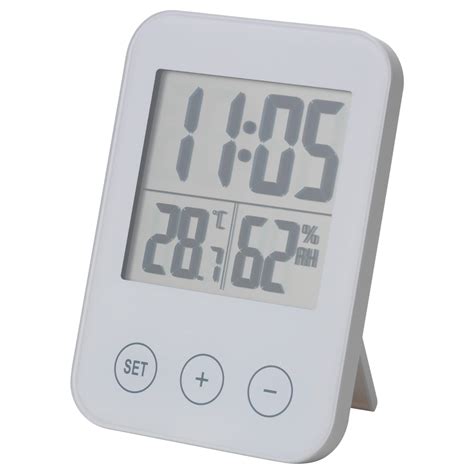 SLÅTTIS clock with hygro-/thermometer, white, 8x12 cm (3 ¼x4 ¾") - IKEA