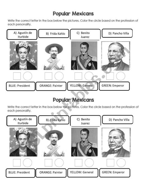 mexican history famous people - ESL worksheet by dianale