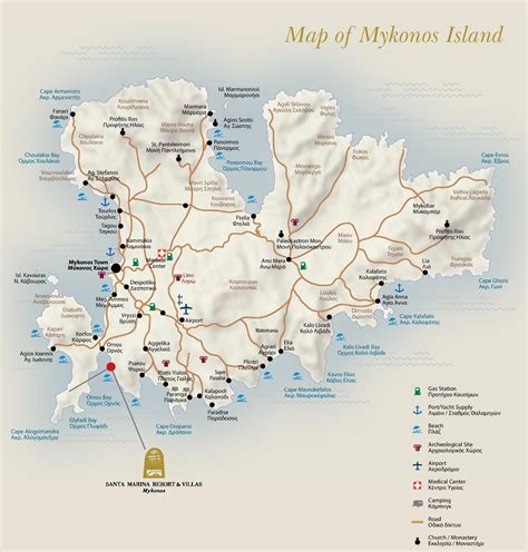 Mykonos tourist map - Ontheworldmap.com