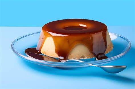 Premium Photo | A flan with caramel sauce on a plate