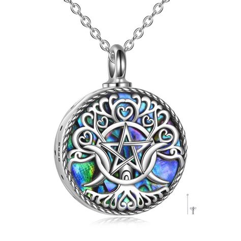 Lunar Embrace: Triple Moon Goddess Urn Necklace – Symbol Sage