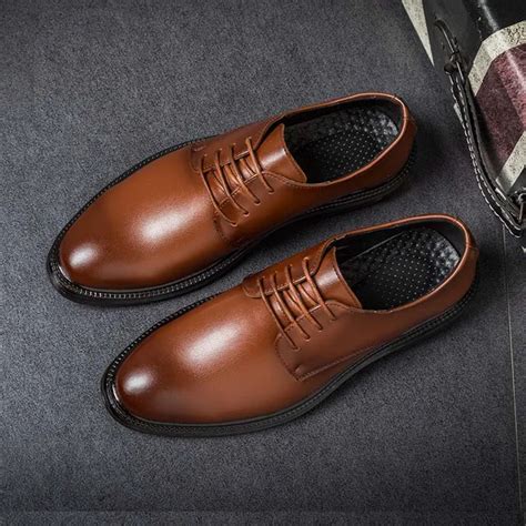 Men's Business Dress Casual Shoes Brown Pointed Shoes Men Soft Leather Fashion Mens Casual ...