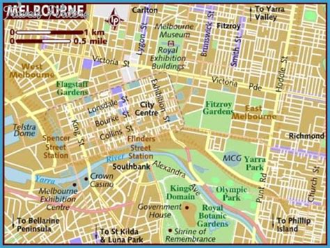 Melbourne Map Tourist Attractions - TravelsFinders.Com