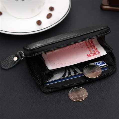 Genuine Leather Mini Zipper Unisex Wallets - Unisex Coin Purse