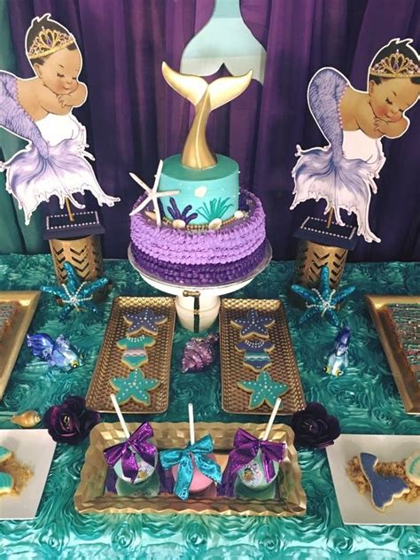 Mermaid baby shower | Mermaid baby shower theme, Mermaid baby shower decorations, Mermaid baby ...