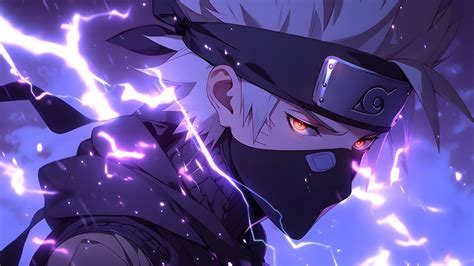 Naruto Kakashi Hatake Lightning Purple Desktop Wallpaper in 4K