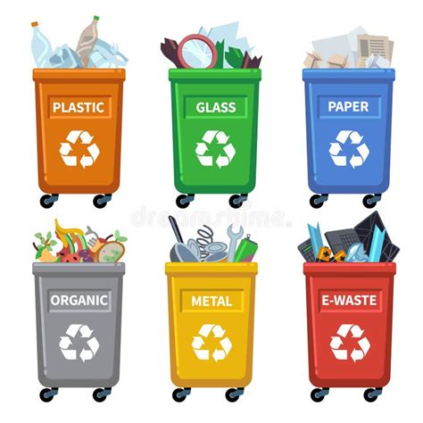 Waste Bin Categories. Trash Recycle, Separating Garbage Containers ...