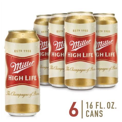 Miller High Life Beer American Lager Beer, 6 cans / 16 fl oz - QFC