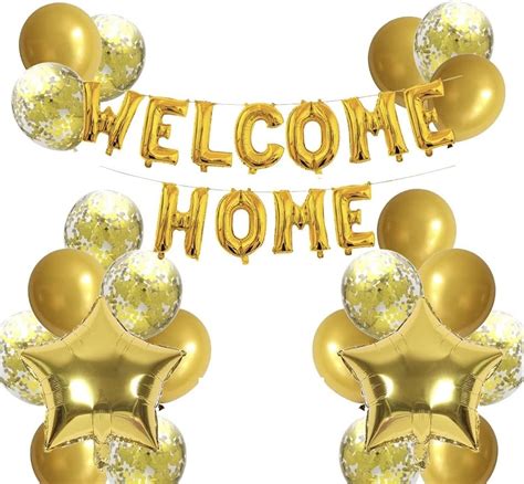 Welcome Home Letter Balloon Banner Star Sequin Balloons Party ...