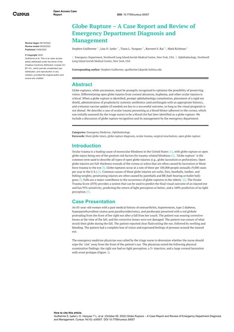 (PDF) Globe Rupture – A Case Report and Review of Emergency Department Diagnosis and Management