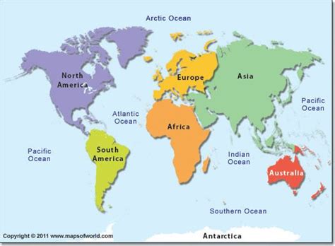 World Map With 7 Continents - Viole Jesselyn