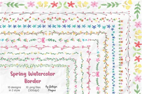 10 Spring Watercolor Border, Decorative Element, Watercolor Brush By qidsign project | TheHungryJPEG