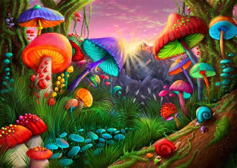 Trippy Mushroom Painting Best Trippy Mushrooms Canvas Gift Art Wall Decor Prints Wall Hangings ...