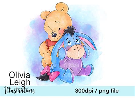 Cute Baby Winnie the Pooh and Eeyore Clipart PNG Files DIGITAL - Etsy