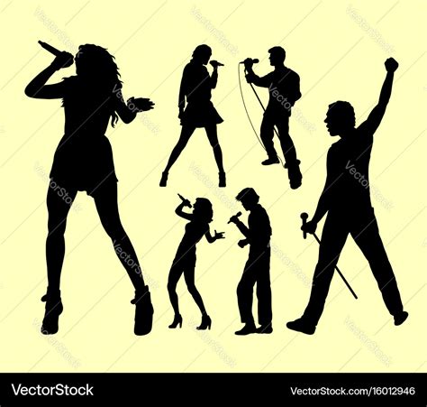 People singing silhouette Royalty Free Vector Image