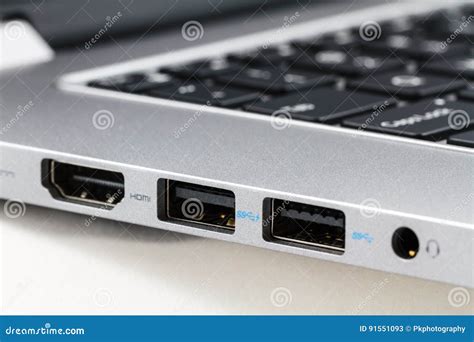 USB and HDMI Port on Laptop Computer, Closeup Editorial Stock Photo - Image of notebook, laptop ...