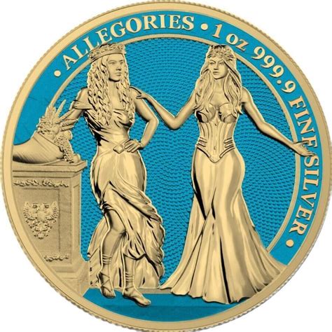 1 Oz Silver Coin 2020 5 Mark Italia & Germania Allegories - Space Blue ...