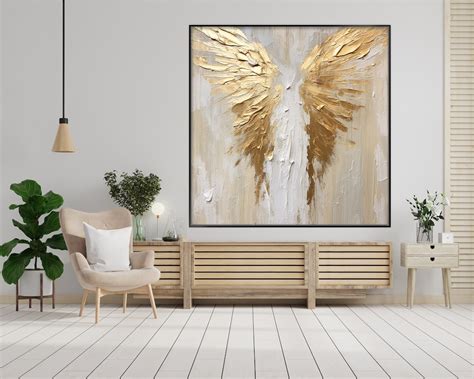 100% Originalangel Wing Oil Gold Fancy Painting Abstract Wall Art on ...