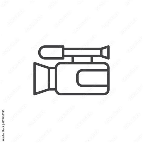 Video camera line icon, outline vector sign, linear style pictogram isolated on white. Camcorder ...