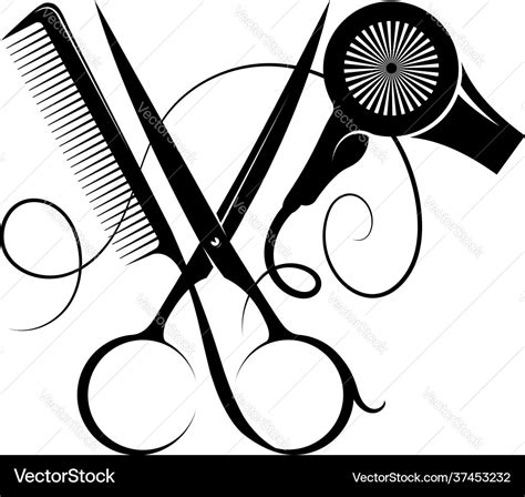 Hair stylist scissors comb and hairdryer symbol Vector Image