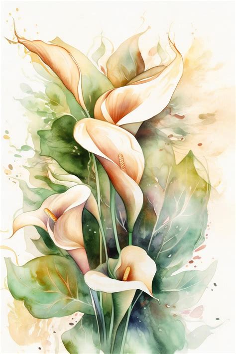 Premium Photo | A watercolor painting of calla lilies.