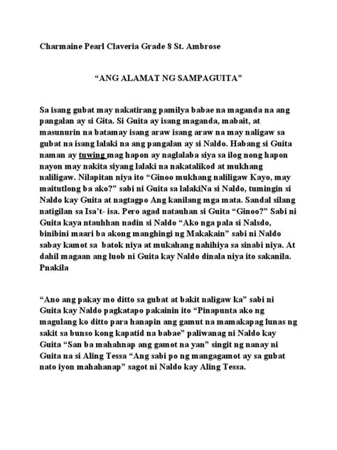 Alamat NG Sampaguita | PDF