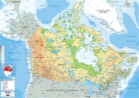 Large Size Physical Map Of Canada Worldometer 14580 | The Best Porn Website