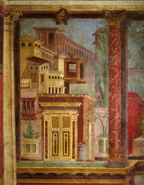 Fresco wall painting in a cubiculum (bedroom) from the Villa of P. Fannius Synistor at ...