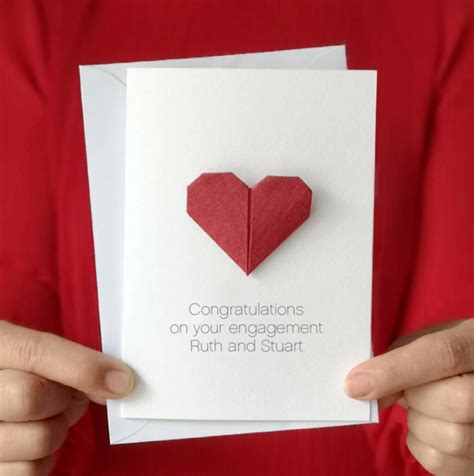 Personalised Engagement Origami Heart Card By Hello Ruth