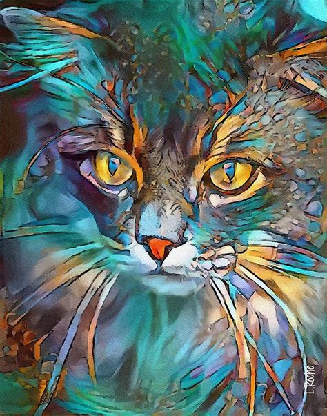 abstract colorful cat painting - Rina Rojas