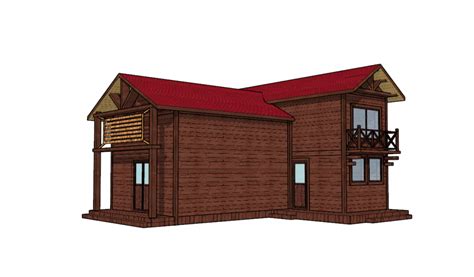 Wooden 2 floor house with red roof sketchup model | Thousands of free CAD blocks