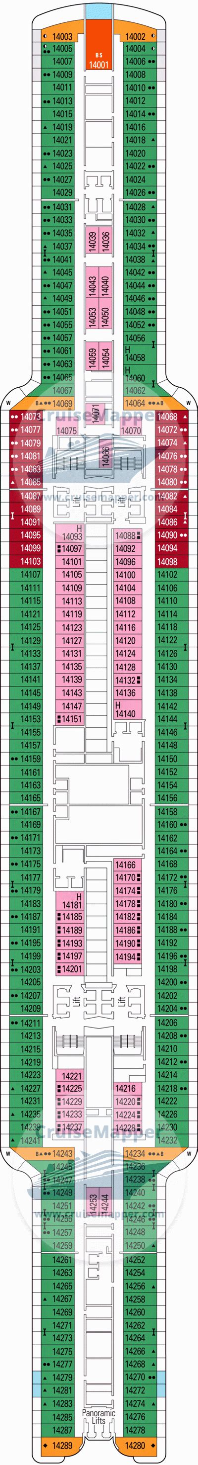 MSC Seashore deck 14 plan | CruiseMapper